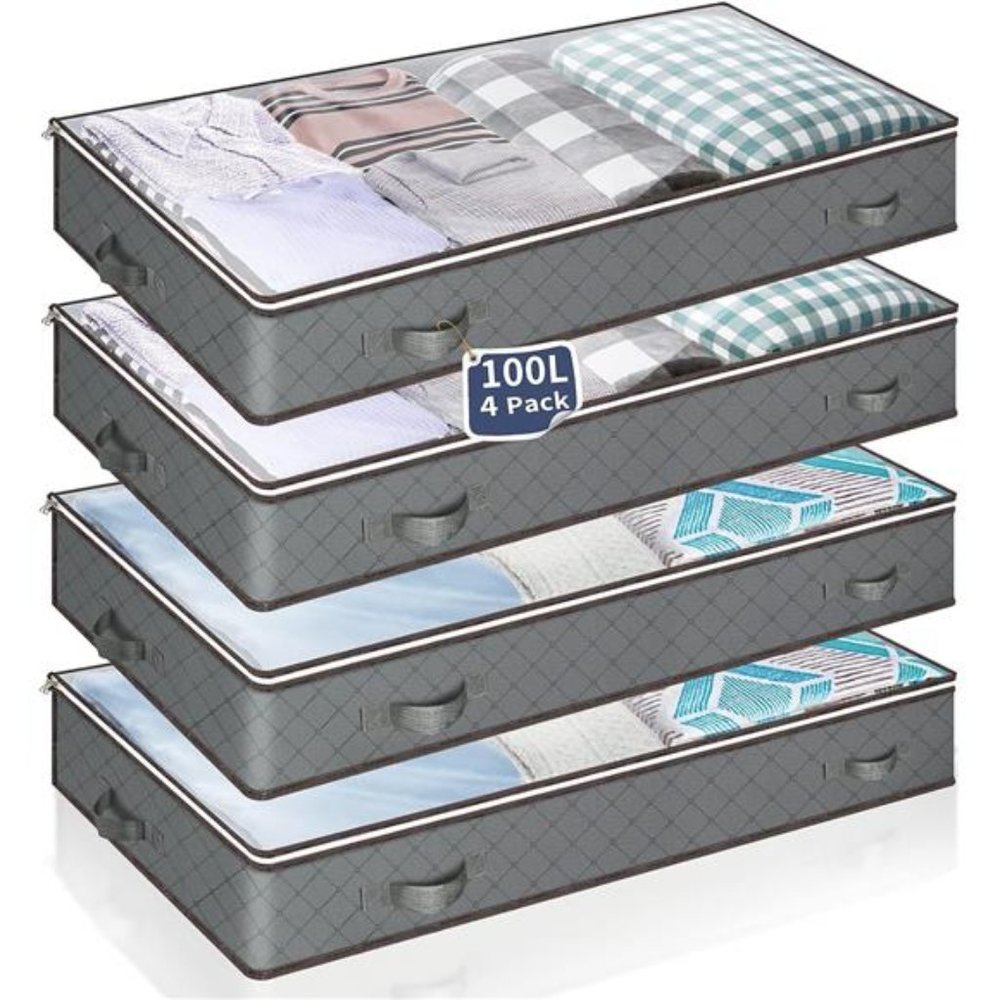 Under bed Storage Bags, 100L Underbed Storage Containers with Reinforced Handles
